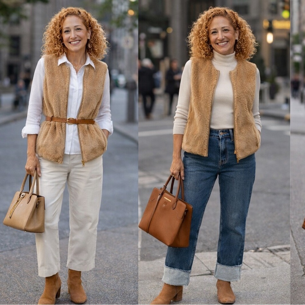 Banana Republic camel chic fleece vest